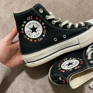 Black embroidered converse